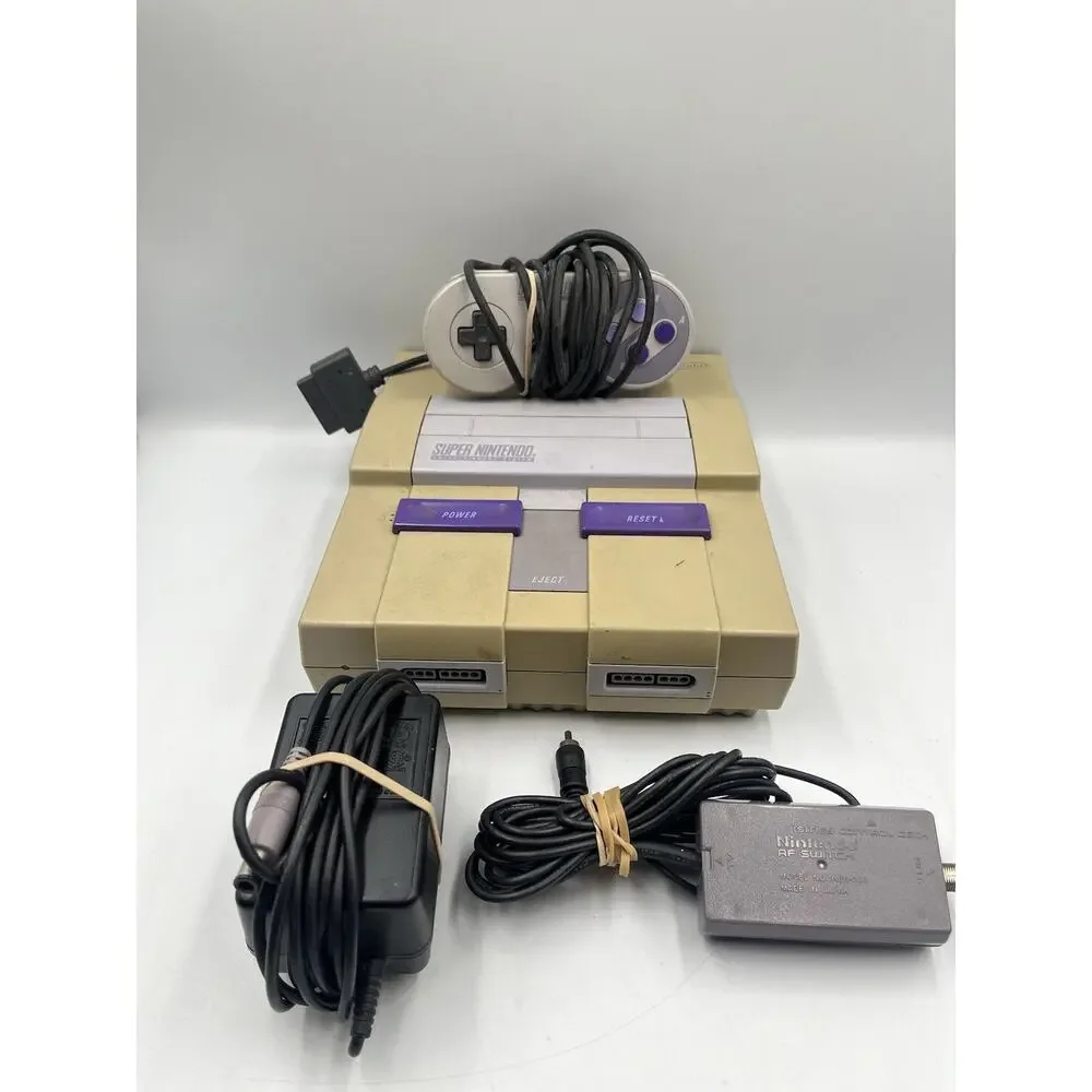Super Nintendo SNES Console Bundle Oem With Controller All Cables Tested